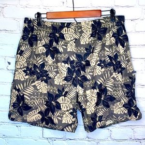 Newport Blue Gray Floral Swim Trunks Size Medium